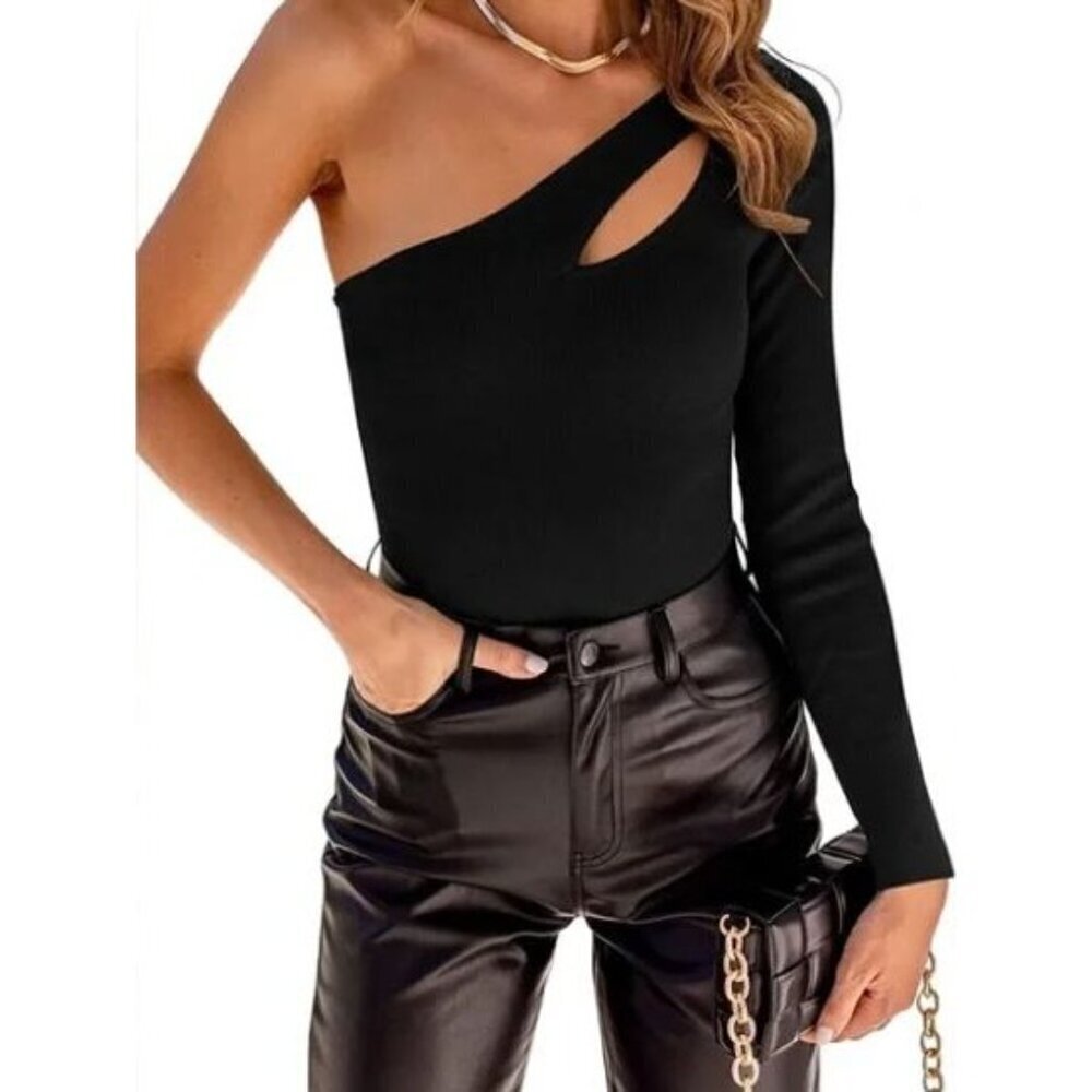 Boutique ADreamly Black Ribbed Long Sleeve Bodysuit M